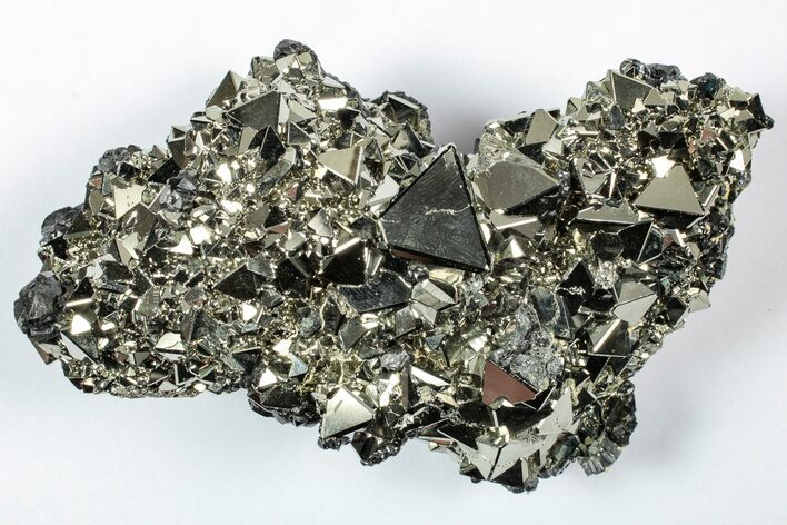 Sphalerite on Gleaming Octahedral Pyrite Crystal Cluster - Peru #352341